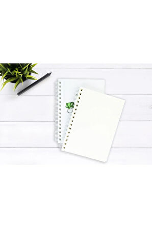 Kaktüs Desenli Çizgisiz Spiral Defter