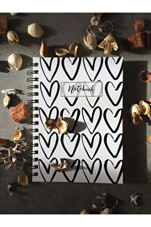 Kalp Desenli Çizgisiz Spiral Defter