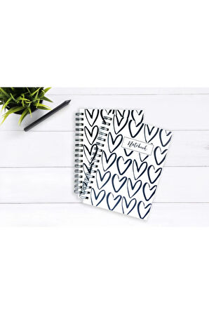 Kalp Desenli Çizgisiz Spiral Defter