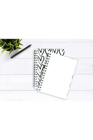 Kalp Desenli Çizgisiz Spiral Defter