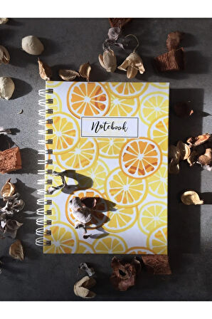 Portakal Desenli Çizgisiz Spiral Defter