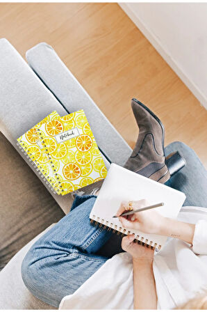 Portakal Desenli Çizgisiz Spiral Defter