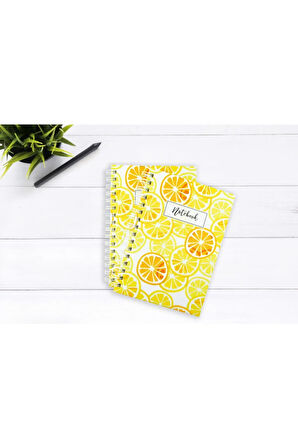 Portakal Desenli Çizgisiz Spiral Defter