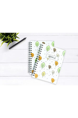 Yaprak Desenli Çizgisiz Spiral Defter