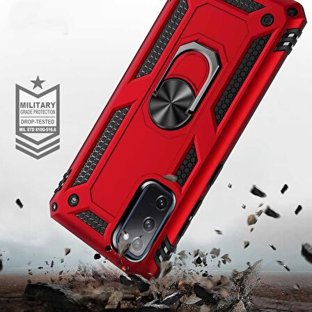 Smcase Samsung Galaxy S20 FE Kılıf Vega Yüzüklü Standlı Tank Kapak  Nano Ekran Koruyucu