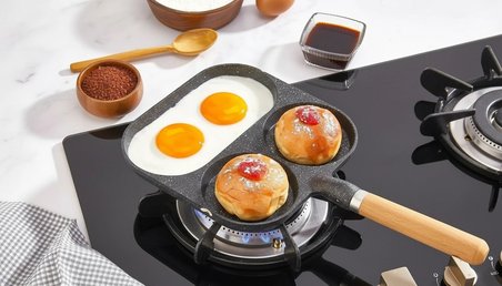 Premium Granit Döküm Çok Bölmeli Pancake & Yumurta Tavası