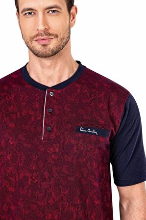 Pamuklu Desenli Düğmeli Jakarlı 3'lü Kısakol Erkek Pijama Takımı