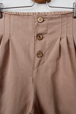 Kız Çocuk Yüksek Bel Düğmeli Gabardin Kumaş Pantolon Rahat Ve Şık Tasarım 9-14 Yaş