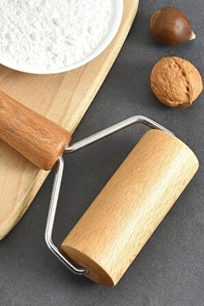Profesyonel Ahşap Merdane • Ergonomik Saplı, Pürüzsüz Rulo Hamur Açıcı (Pizza, Börek, Hamur İşleri)