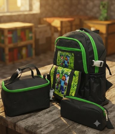 İLKOKUL 3 LÜ SET KAREKTER DESENLİ LAPTOP BÖLMELİ KALEMLİK,BESLENME ÇANTALI  ERKEK ÇOCUK OKUL SIRT ÇANTASI