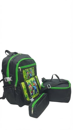 İLKOKUL 3 LÜ SET KAREKTER DESENLİ LAPTOP BÖLMELİ KALEMLİK,BESLENME ÇANTALI  ERKEK ÇOCUK OKUL SIRT ÇANTASI