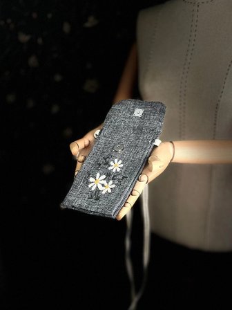 MEADOV Nakış İşlemeli Keten Telefon Çantası, Telefon Kılıfı v35