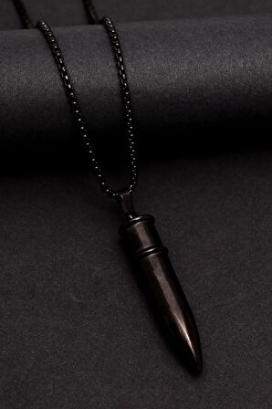 Erkek Kolye - Mermi Model Erkek Çelik Kolye - 316 L Paslanmaz Çelik Kolye