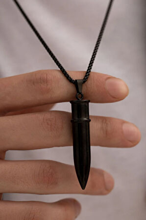 Erkek Kolye - Mermi Model Erkek Çelik Kolye - 316 L Paslanmaz Çelik Kolye