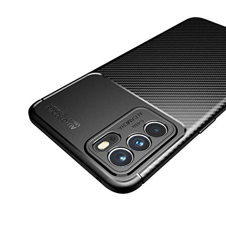 Gpack Oppo Reno 6 Kılıf Negro Karbon Görünüm Dizayn SilikonNano Glass
