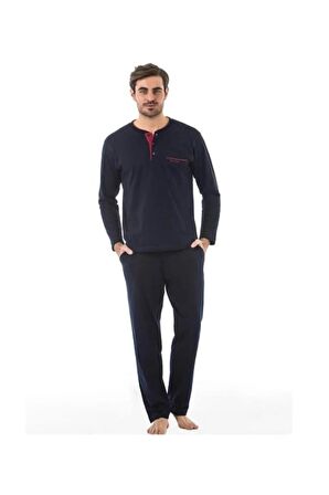 Pierre Cardin 5560 Lacivert Damatlık Ropteşambr 5 Li Pijama Set