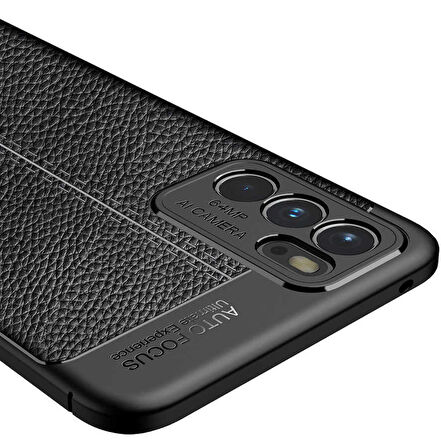 Gpack Oppo Reno 6 Kılıf Niss Silikon Deri Görünümlü Korumalı