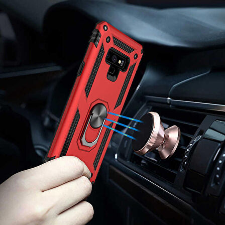 Gpack Samsung Galaxy Note 9 Kılıf Vega Tank Standlı Yüzüklü Mıknatıslı