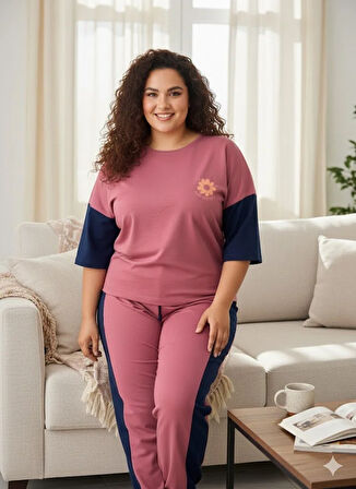 KADIN PEMBE BÜYÜK BEDEN EŞOFMAN TAKIMI