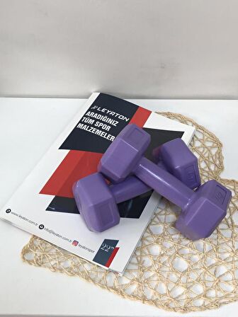 Leyayon 1 Kg X 2 Adet Dambıl Vinyl Kaplı Dumbell Ağırlık - Mor