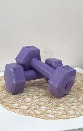 Leyayon 1 Kg X 2 Adet Dambıl Vinyl Kaplı Dumbell Ağırlık - Mor