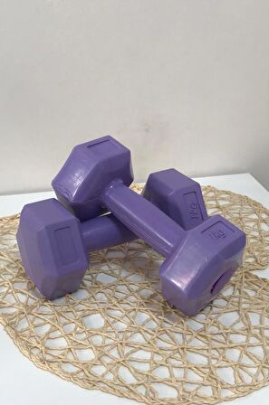 Leyayon 1 Kg X 2 Adet Dambıl Vinyl Kaplı Dumbell Ağırlık - Mor