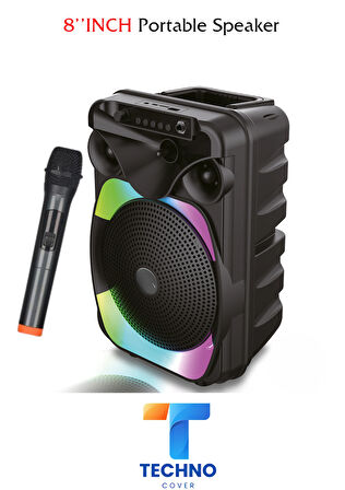 Bluetooth Özellikli Ses Bombası 8 Inch Mikrofonlu Speaker (KLN-170)