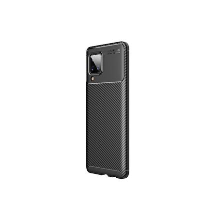 Smcase Samsung Galaxy A12 Kılıf Karbon Dokulu Silikon 