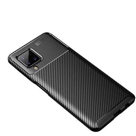 Smcase Samsung Galaxy A12 Kılıf Karbon Dokulu Silikon 