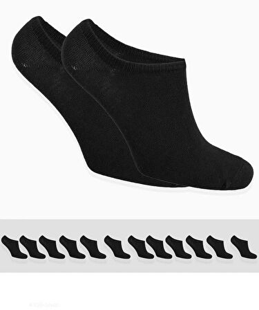 12 Çift Siyah Pamuklu Unisex Babet çorap
