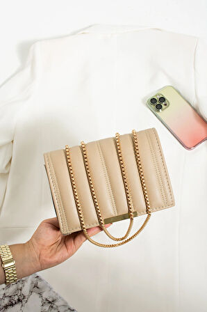 Kadın Gold Zincir Askılı Çapraz Ve Kol Çantası