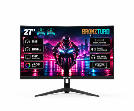 BRONZTURQ  27" 180Hz 1 ms (DP + HDMI) FHD Kavisli Monitör  BTQ270FHD-A3
