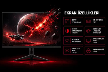 BRONZTURQ  27" 180Hz 1 ms (DP + HDMI) FHD Kavisli Monitör  BTQ270FHD-A3