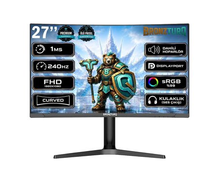 BRONZTURQ  27" 240Hz 1 ms (DP + HDMI) FHD Kavisli Monitör  BTQ270FHD240-JY