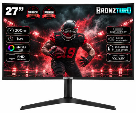 BRONZTURQ  27" 200Hz 1 ms (DP + HDMI) FHD Kavisli Monitör  BTQ270FHD-AA