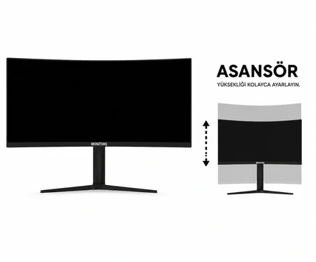 BRONZTURQ  34" 180Hz 1 ms (DP + HDMI) WQHD 3440x1440  Kavisli Monitör  BTQ340WQHD-A