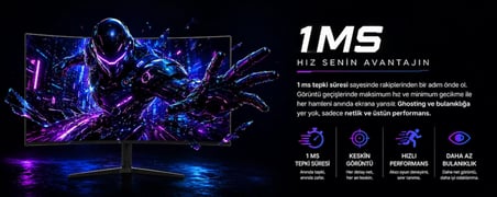 BRONZTURQ  34" 180Hz 1 ms (DP + HDMI) WQHD 3440x1440  Kavisli Monitör  BTQ340WQHD-A