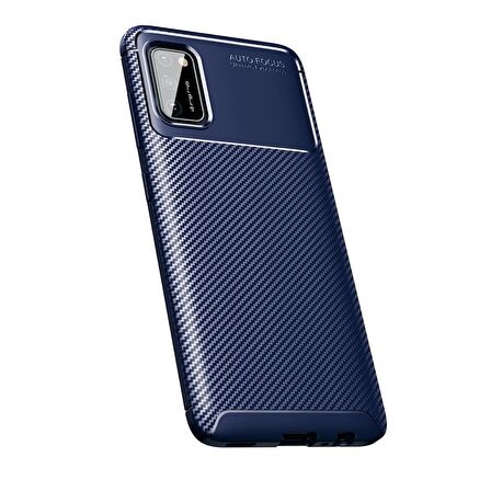 Smcase Samsung Galaxy A02s Kılıf Karbon Dokulu Silikon  Nano Ekran Koruyucu