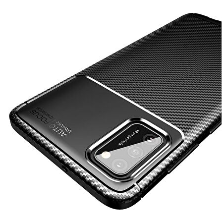 Smcase Samsung Galaxy A02s Kılıf Karbon Dokulu Silikon  Nano Ekran Koruyucu