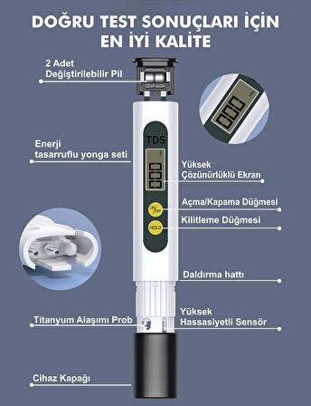 Su Arıtma Cihazı TDS Metre PPM ve Su Sertliği Ölçer