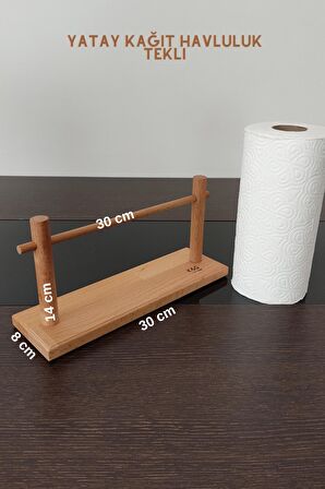 Ahşap Yatay Silindir Havlu Peçetelik Full Kayın Masif Lüx Sağlam Vidasız Montaj