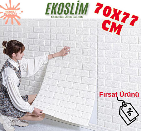 Ekoslim 70x77cm  1 Adet Yapışkanlı Silinebilir Tezgah Ofis Salon Sünger 2mm Duvar Paneli Kağıdı