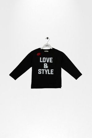 Kız Çocuk Ekru Love & Style Baskılı Uzun Kollu Body