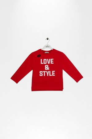 Kız Çocuk Ekru Love & Style Baskılı Uzun Kollu Body