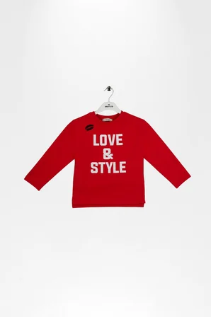 Kız Çocuk Ekru Love & Style Baskılı Uzun Kollu Body