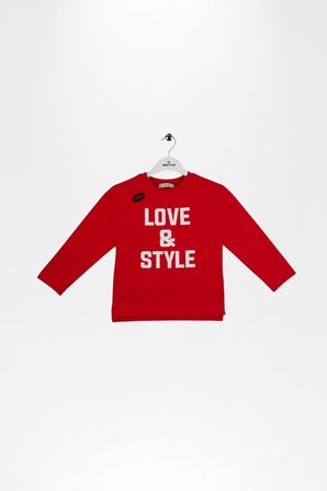 Kız Çocuk Ekru Love & Style Baskılı Uzun Kollu Body