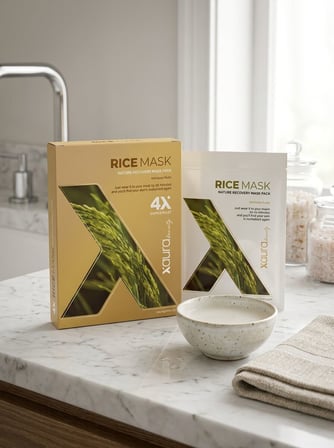 XAura Rice Mask Pirinç Özlü Aydınlatıcı Kağıt Yüz Maskesi 4'lü Paket