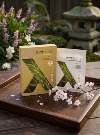 XAura Rice Mask Pirinç Özlü Aydınlatıcı Kağıt Yüz Maskesi 4'lü Paket