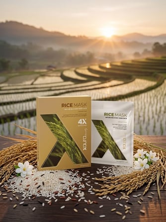 XAura Rice Mask Pirinç Özlü Aydınlatıcı Kağıt Yüz Maskesi 4'lü Paket