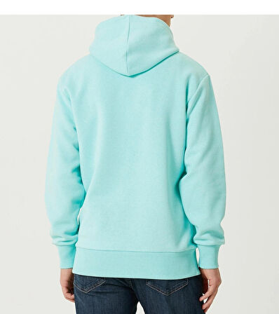 Turkuaz Organik Kapüşonlu Oversize 3 İplik İçi Polarlı Şardonlu Sweatshirt